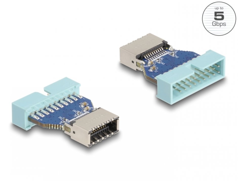 Imagine Adaptor pin header 19 pini USB 3.0 la USB Type E Key A T-M, Delock 67131