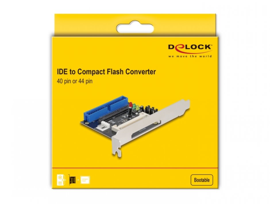 Imagine Cititor de carduri IDE 40/44 pini la Compact Flash, Delock 91624