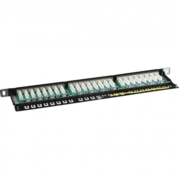 Imagine Patch panel ecranat Cat.6 24 porturi 19" 0.5U, InLine IL76224B