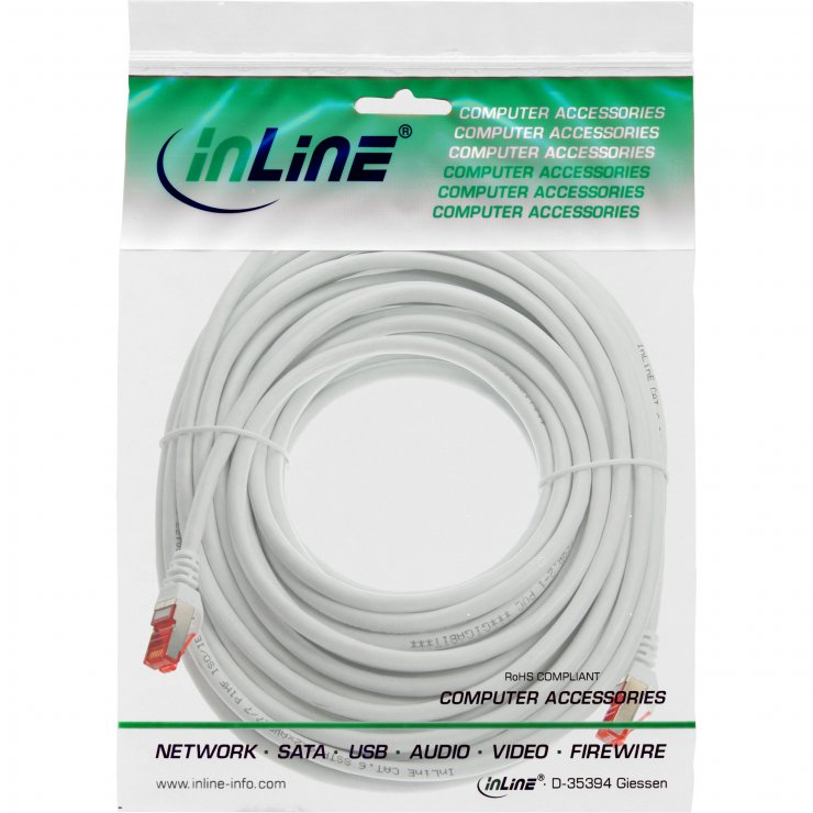 Imagine Cablu de retea RJ45 S/FTP PiMF Cat.6 15m Alb, InLine IL76415W