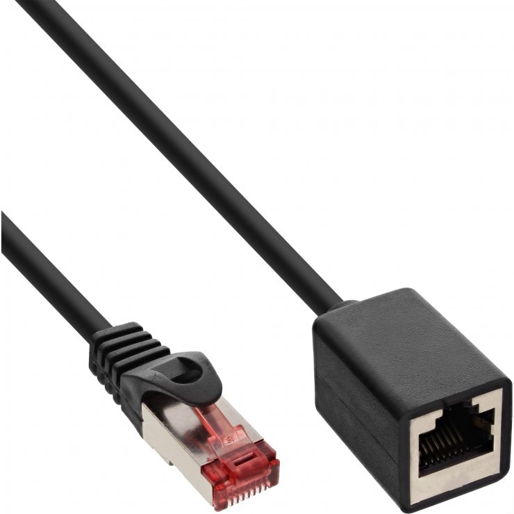 Imagine Cablu prelungitor RJ45 Cat.6 S/FTP (PiMf) LSOH T-M 0.5m Negru, InLine IL76950X