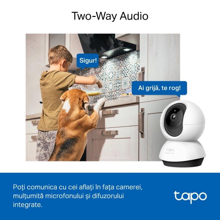 Imagine Camera IP wireless 2K cu microfon si SD card, TP-LINK Tapo C220