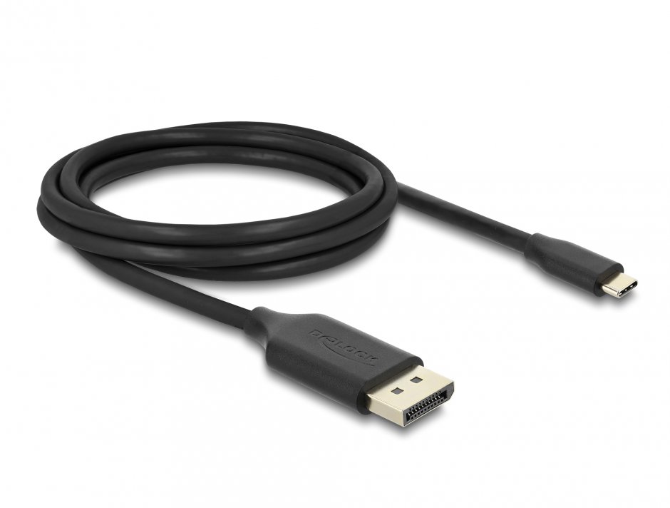 Imagine Cablu USB Type C la DisplayPort (DP Alt Mode) 8K60Hz cu HDR T-T 2m Negru, Delock 80165