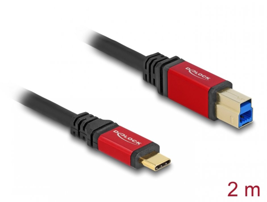 Imagine Cablu USB 3.2 type C la USB-B T-T 2m, Delock 80613