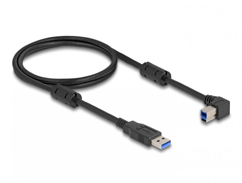 Imagine Cablu USB 3.0-A la USB-B drept/unghi stanga 1m, Delock 81100