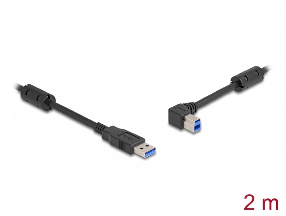 Imagine Cablu USB 3.0-A la USB-B drept/unghi stanga 2m, Delock 81101