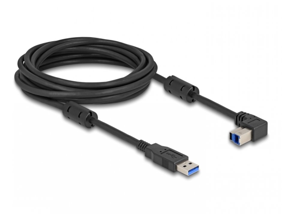 Imagine Cablu USB 3.0-A la USB-B drept/unghi sus 5m, Delock 81107