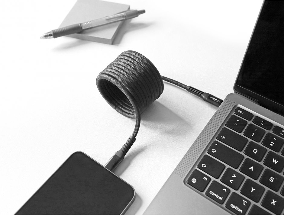 Imagine Cablu USB 2.0 Type C cu invelis magnetic PD 3.0/60W 2m Negru, Delock 81120