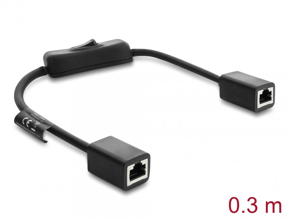 Imagine Cablu de retea RJ45 Cat.6 F/UTP M-M 0.3m cu switch, Delock 81565