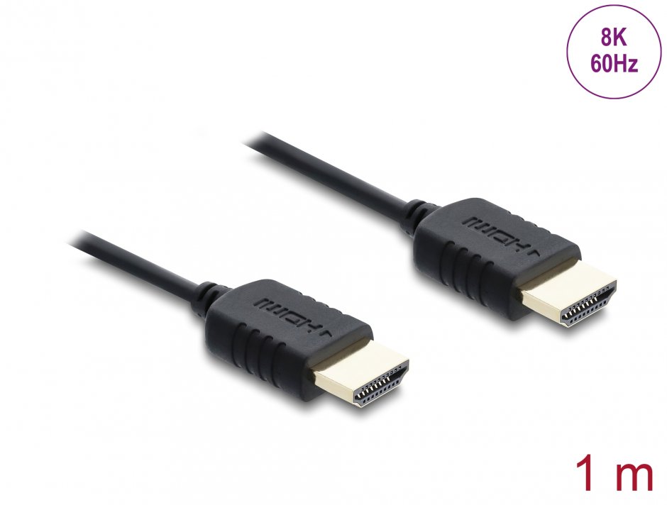 Imagine Cablu Coaxial High Speed HDMI 8K60Hz/4K240Hz 48Gbps 1m Negru, Delock 81681