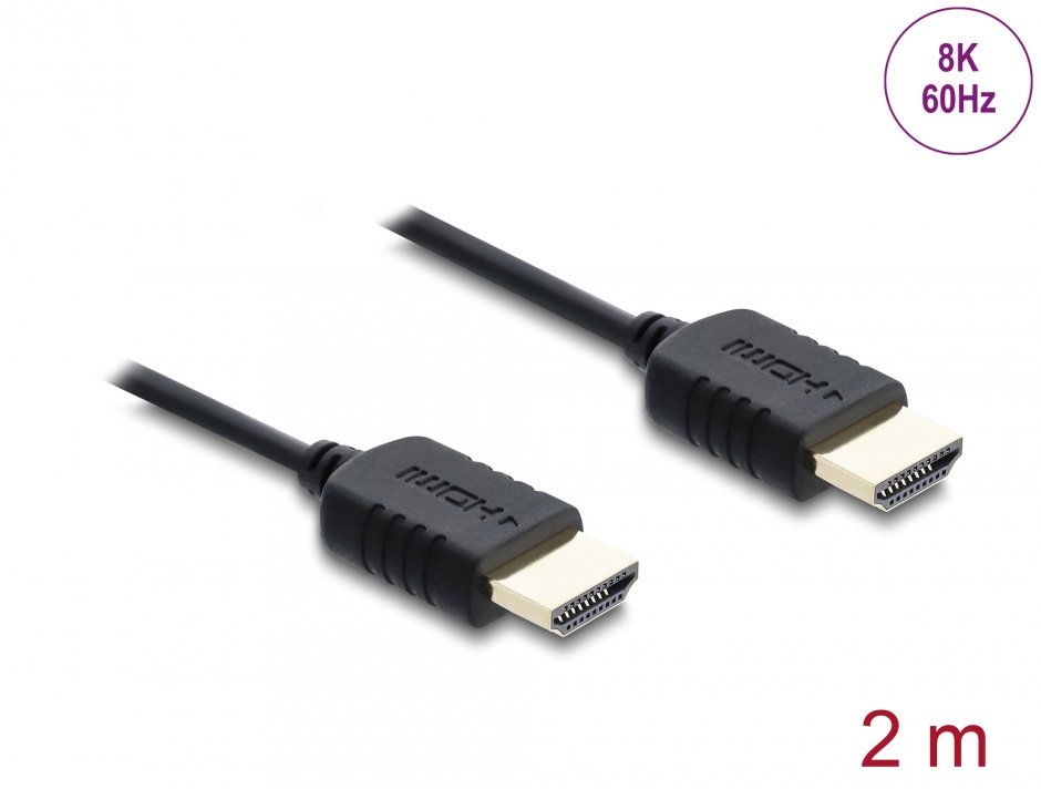 Imagine Cablu Coaxial High Speed HDMI 8K60Hz/4K240Hz 48Gbps 2m Negru, Delock 81682