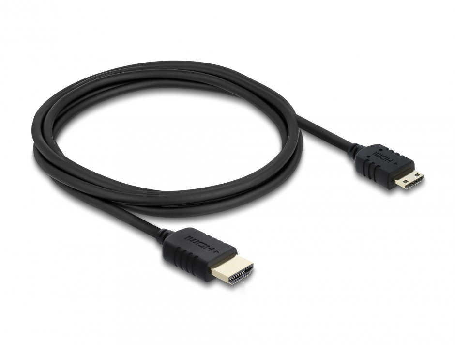 Imagine Cablu Coaxial High Speed HDMI la mini-C HDMI 8K60Hz/4K240Hz 2m Negru, Delock 81685