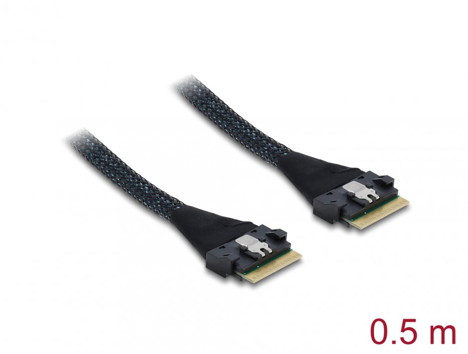 Imagine Cablu PCIe 4.0 Slim SAS SFF-8654 8i la Slim SAS SFF-8654 8i 0.5m, Delock 82303