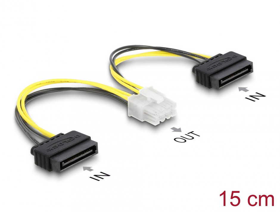 Imagine Cablu de alimentare 8 pini EPS la 2 x SATA 15cm, Delock 83020