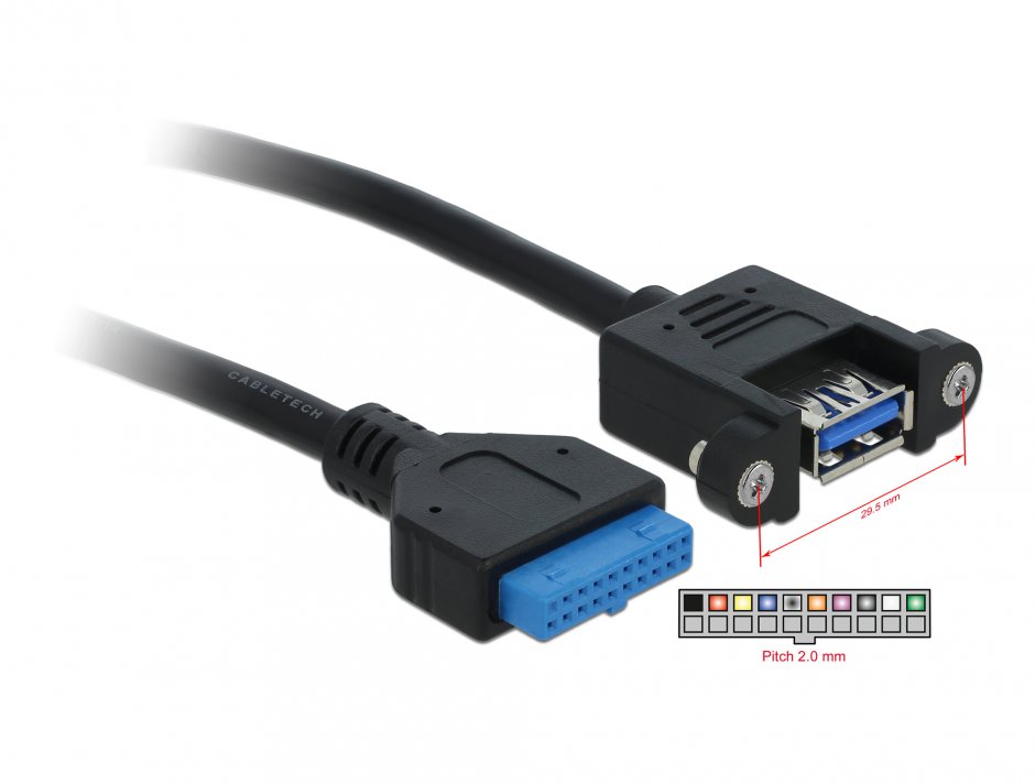 Imagine Cablu USB 3.0 pin header la 1 x USB 3.0-A M-M 0.5m, Delock 83118