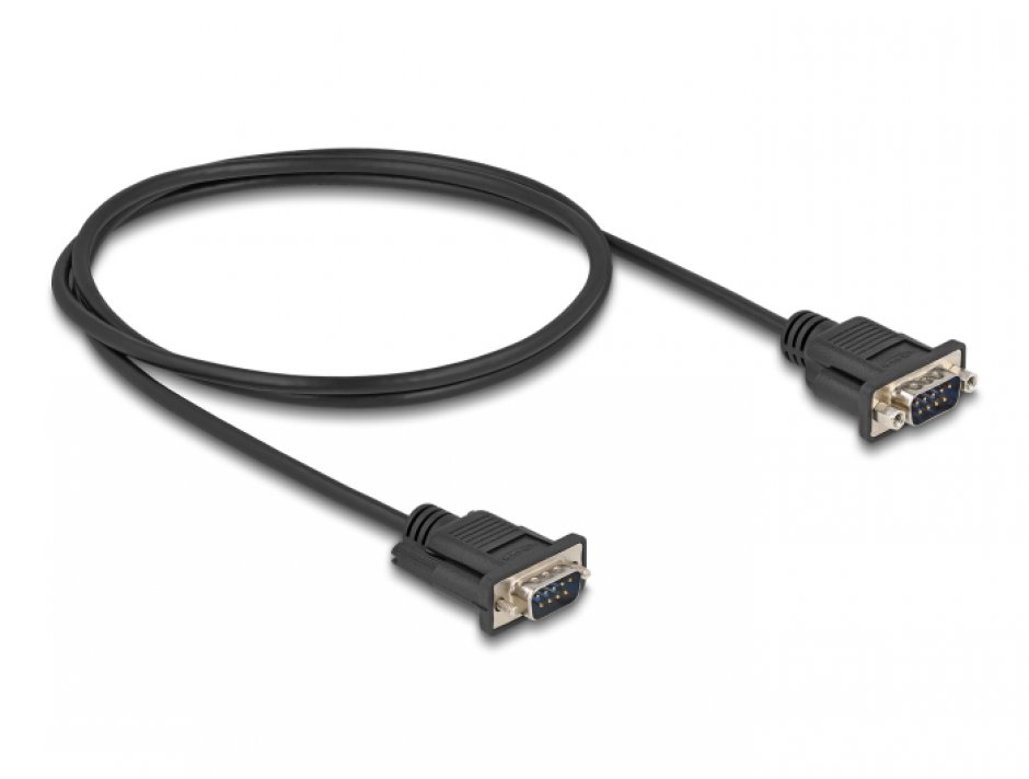 Imagine Cablu serial RS-232 DB9 T-T 1m Negru, Delock 88000