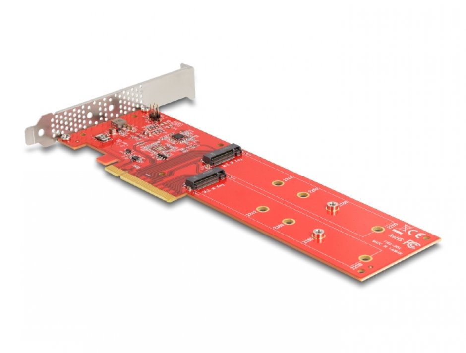 Imagine PCI Express x8 la 2 x NVMe M.2 - Bifurcation LPFF, Delock 90616