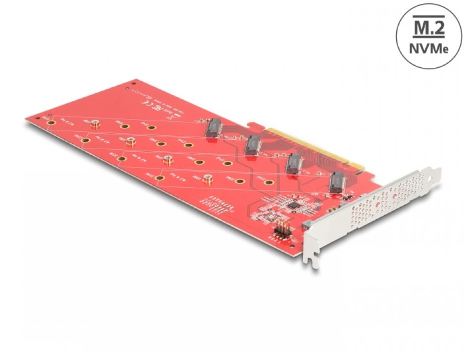 Imagine PCI Express x16 la 4 x NVMe M.2 - Bifurcation, Delock 90617