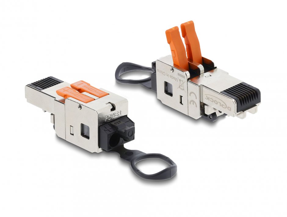 Imagine Conector RJ45 cu clamp lock 2 pini +/- tool-free - composite power connector, Delock 90710