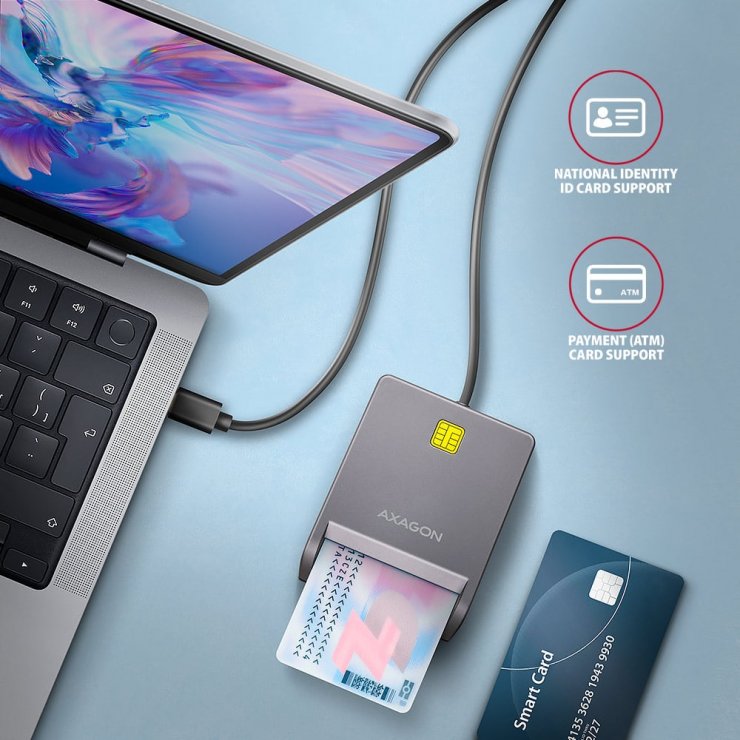 Imagine Cititor electronic carti de identitate Smart Card USB type C, CRE-SM3TC