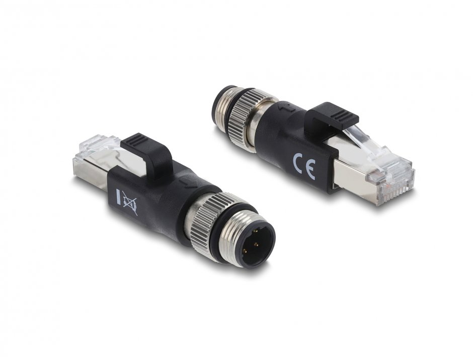 Imagine Adaptor M12 X-coded 4 pini la RJ45 T-T, Delock 90831