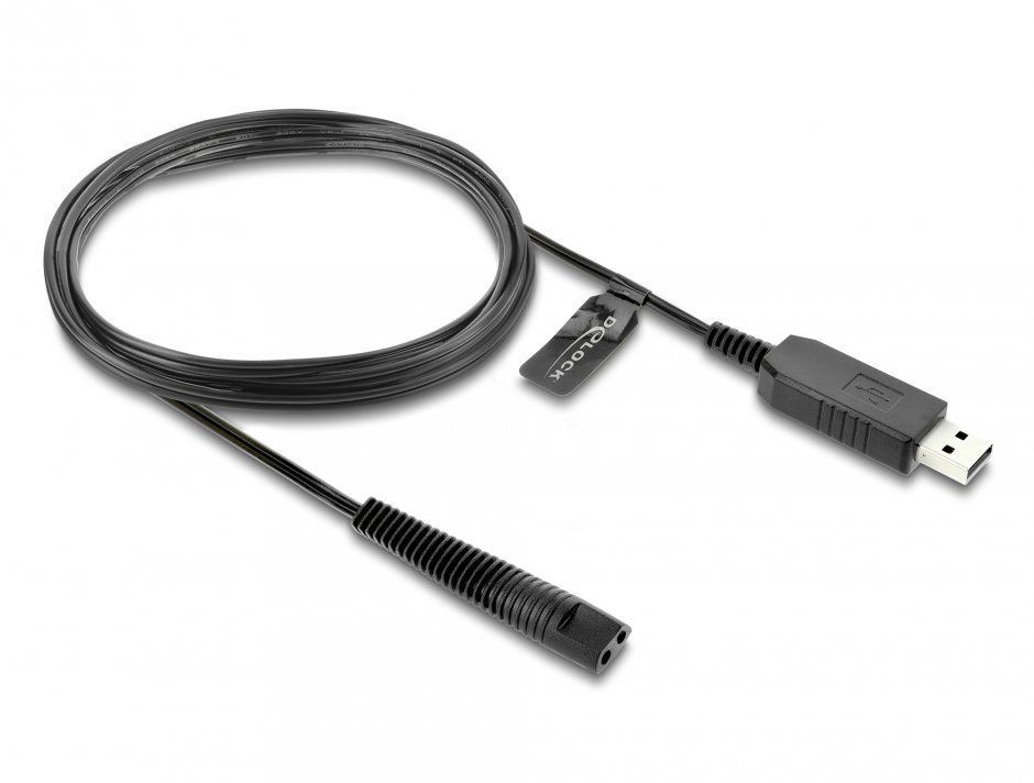 Imagine Cablu de alimentare USB 12V pentru aparate de ras electrice Braun seriile 1/3/5/7/9 1m, Delock 90980