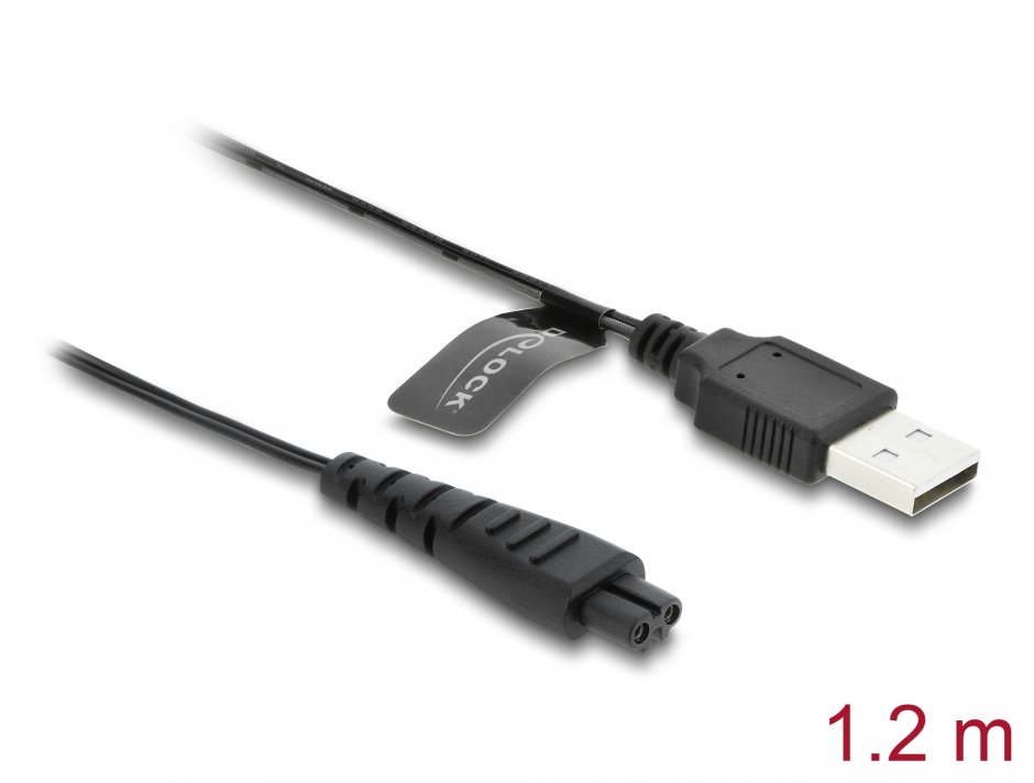 Imagine Cablu de alimentare USB 5V pentru aparate de ras electrice Remington HC4250/MB4200/MB6850/XR1330 1.2m, Delock 90985
