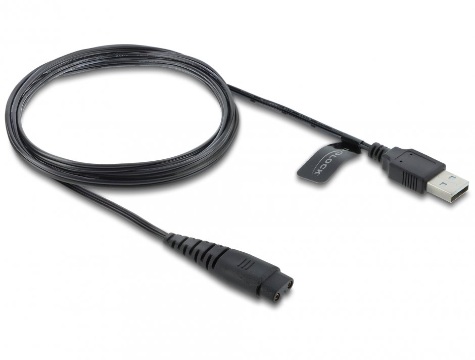 Imagine Cablu de alimentare USB 5V pentru aparate de ras electrice Hatteker RFC-588/RFC-598/RFC-690/RFC-692/RFC-696/RSCX-7568/RSCX-9598 1.2m, Delock 90987