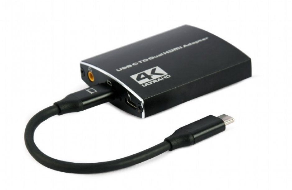Imagine Multiplicator USB type C la 2 x HDMI 4K60Hz, Gembird A-CM-HDMIF2-01