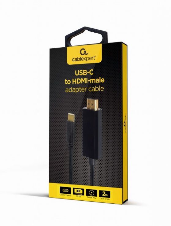 Imagine Cablu USB type C la HDMI 4K60Hz T-T 2m, Gembird A-CM-HDMIM-02