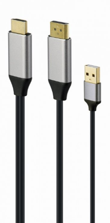 Imagine Cablu HDMI la Displayport 4K60Hz T-T alimentare USB 2m, Gembird A-HDMIM-DPM-01