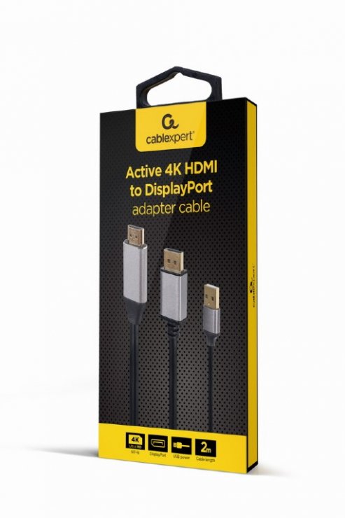 Imagine Cablu HDMI la Displayport 4K60Hz T-T alimentare USB 2m, Gembird A-HDMIM-DPM-01
