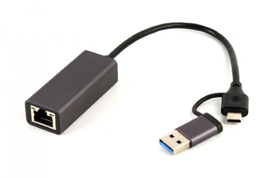 Imagine Adaptor USB 3.2 type C + adaptor USB-A la LAN 2.5Gb, Gembird A-USB3AC-LAN2G-01