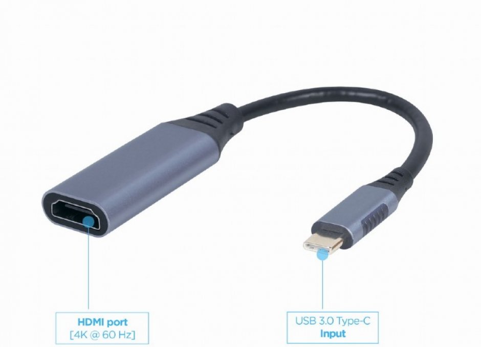 Imagine Adaptor USB type C la HDMI 4K60Hz T-M, Gembird A-USB3C-HDMI-01