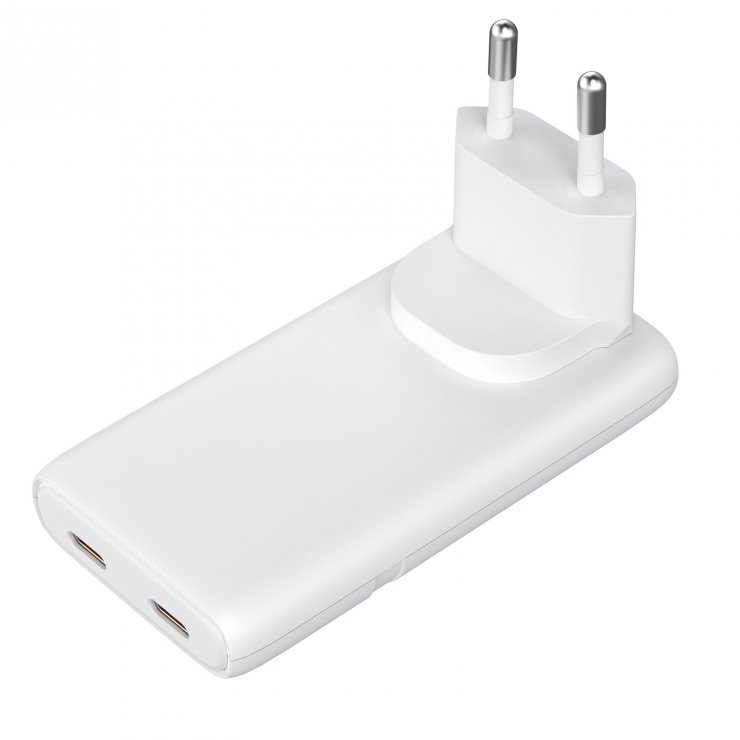 Imagine Incarcator priza flat 2 x USB type C PD GaN 65W, Akyga AK-CH-32