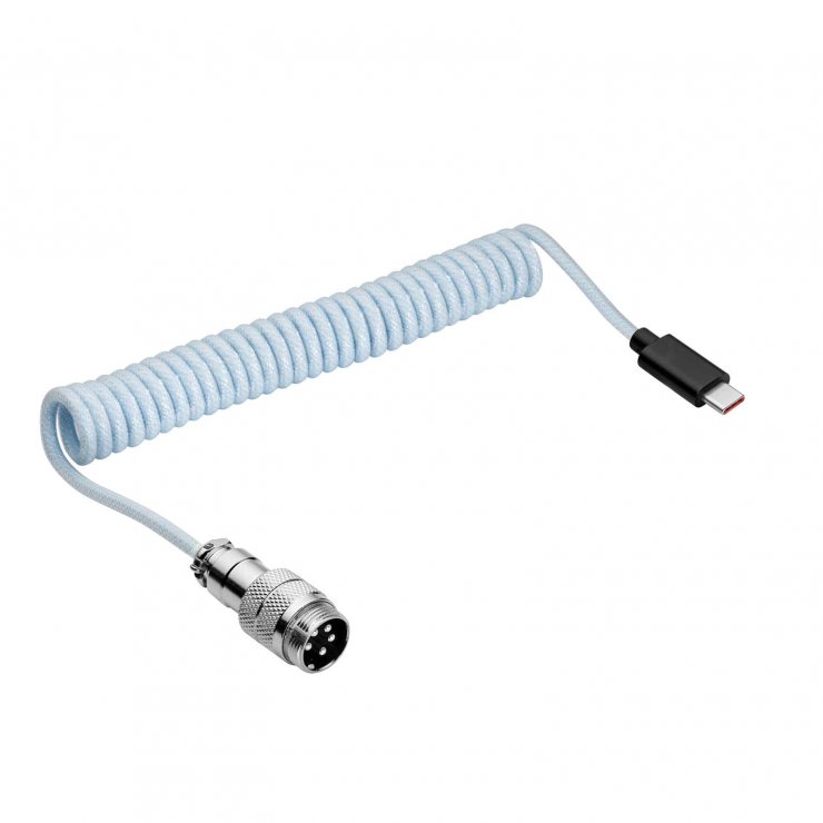 Imagine Cablu spiralat USB-A la USB type C GX16 T-T tip Aviator 3m Alb, Akyga AK-USB-48