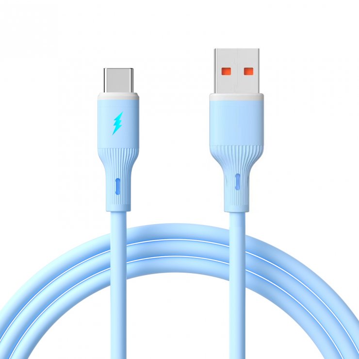 Imagine Cablu USB 2.0-A la USB type C T-T 18W 1m silicon Blue, Akyga AK-USB-63