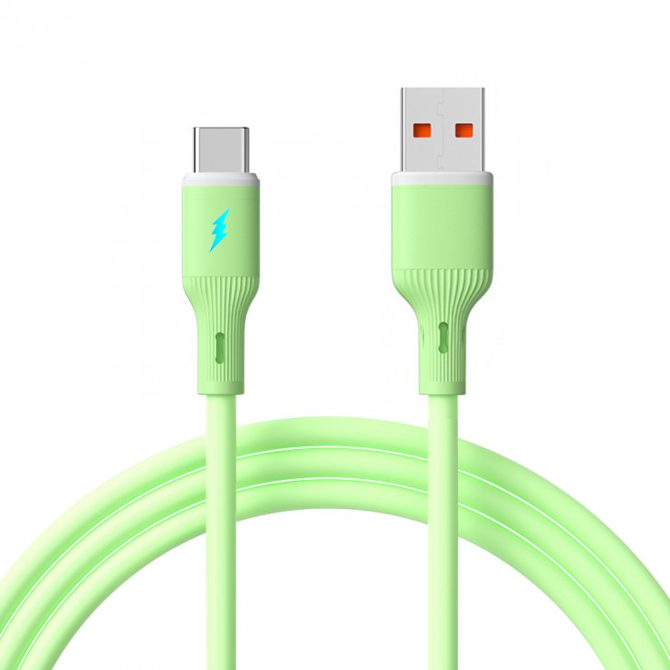 Imagine Cablu USB 2.0-A la USB type C T-T 18W 1m silicon Verde, Akyga AK-USB-64