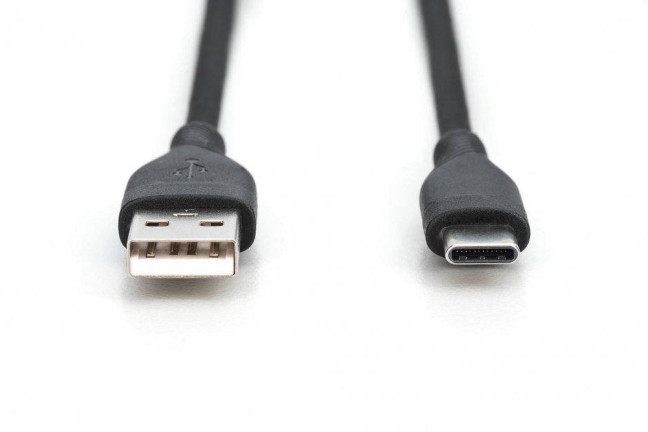 Imagine Cablu USB-A 2.0 la USB type C 60W 2m Negru, Digitus AK-300340-020-S