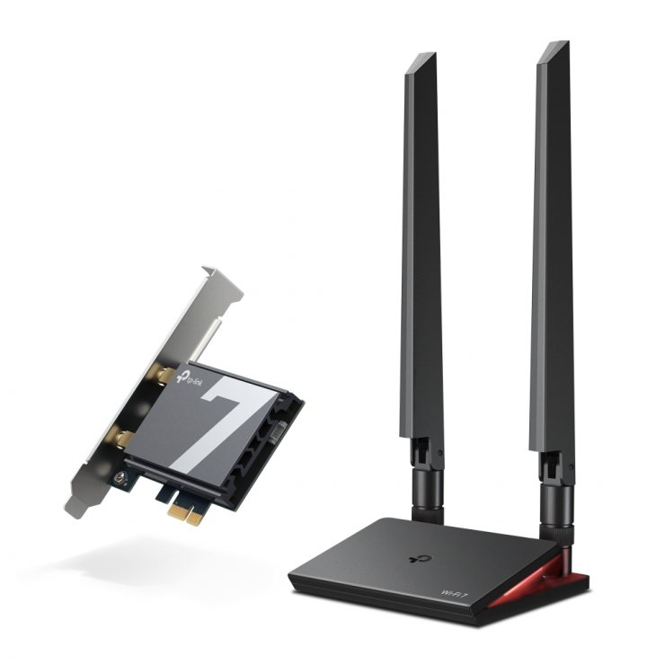 Imagine Placa de retea PCI Express BE9300 Wi-Fi 7 Bluetooth 5.4, TP-LINK Archer TBE550E