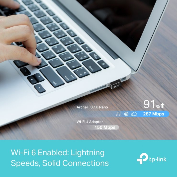 Imagine Adaptor USB wireless AX300 Nano Wi-Fi 6, TP-LINK Archer TX1U Nano