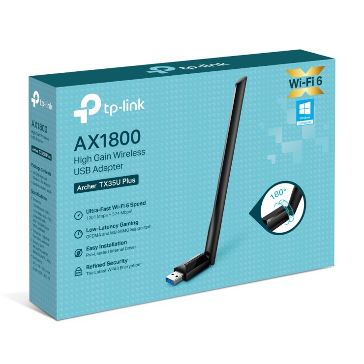 Imagine Adaptor USB AX1800 Wireless, TP-LINK ARCHER TX35U PLUS