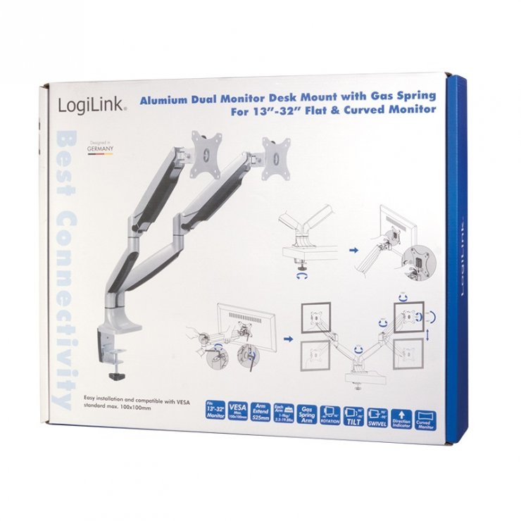 Imagine Suport masa pentru 2 monitoare 13"-32", Logilink BP0043