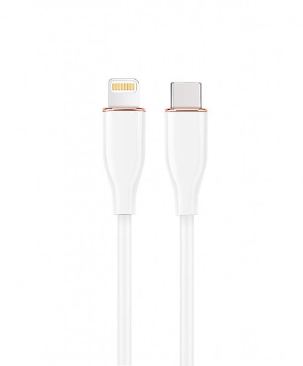 Imagine Cablu silicon USB 2.0 type C la iPhone Lightning 1.5m Alb, Gembird CC-USB2S-CM8PM-1.5M-W