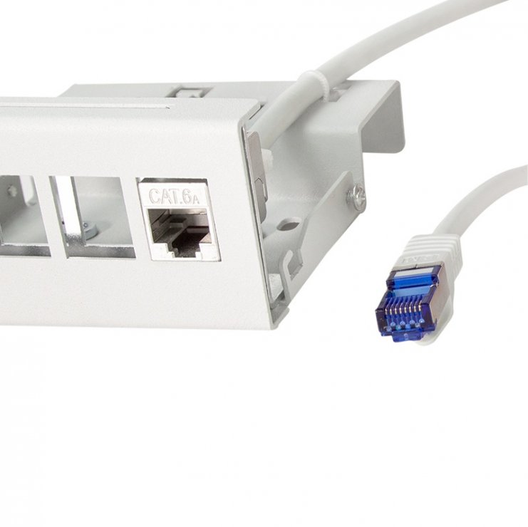 Imagine Cablu prelungitor de retea RJ45 SFTP Cat6A LSOH cu keystone 15m Gri, Logilink CC5102S