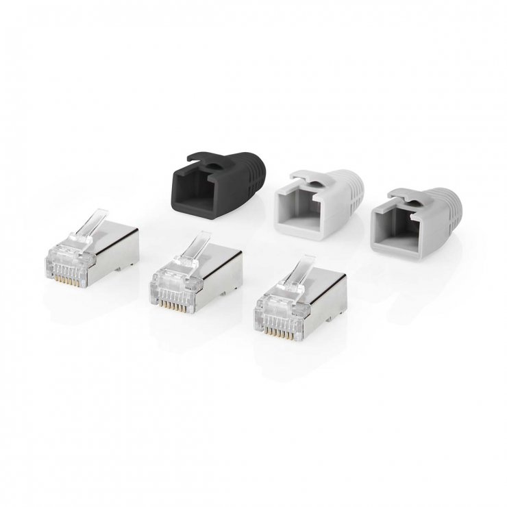 Imagine Set 10 buc conector RJ45 CAT6a FTP + manson, Nedis CCBW89380GY