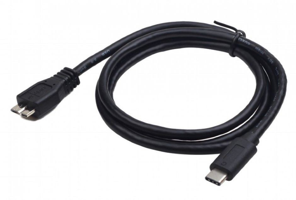 Imagine Cablu micro USB 3.0 la USB type C T-T 1m Negru, Gembird CCP-USB3-mBMCM-1M