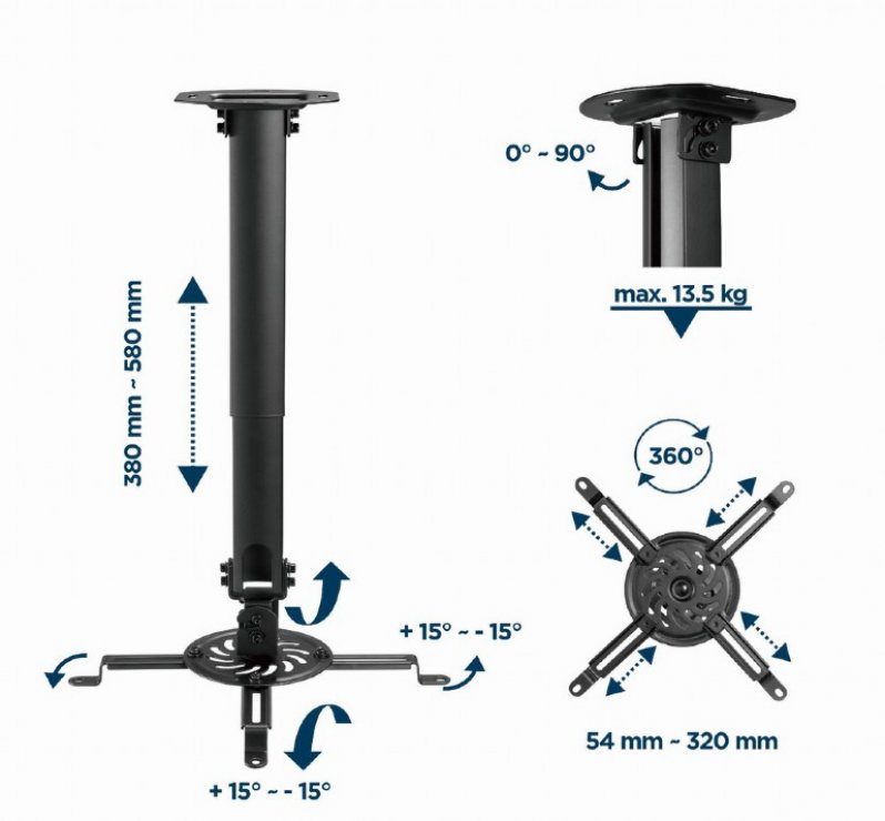 Imagine Suport proiector max 13kg pentru tavan, Gembird CM-B-01