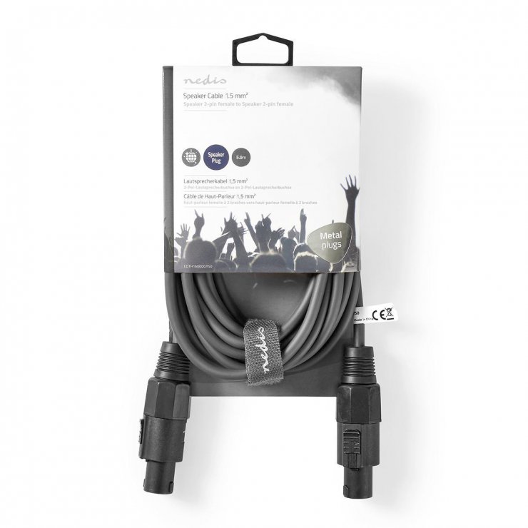 Imagine Cablu audio difuzor 2 pini 5m Gri, Nedis COTH16000GY50