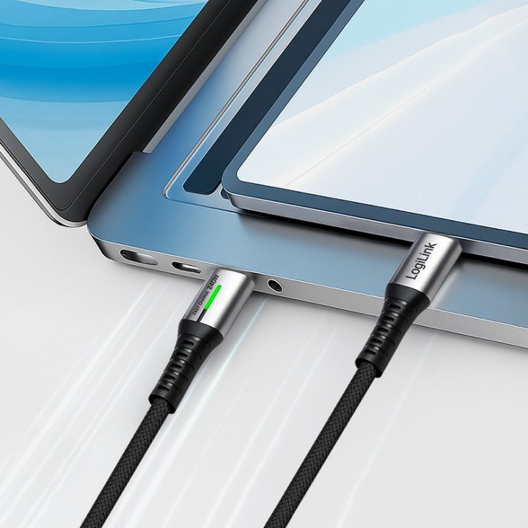 Imagine Cablu USB 3.2 Gen2x2 Type C 20Gbps/240W/4K60Hz cu LED T-T 1m Negru, Logilink CU0442